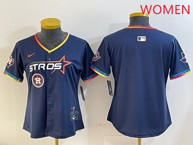 Women Houston Astros Blank Drak Blue Fourth generation Joint Name 2025 Nike MLB Jersey style 3